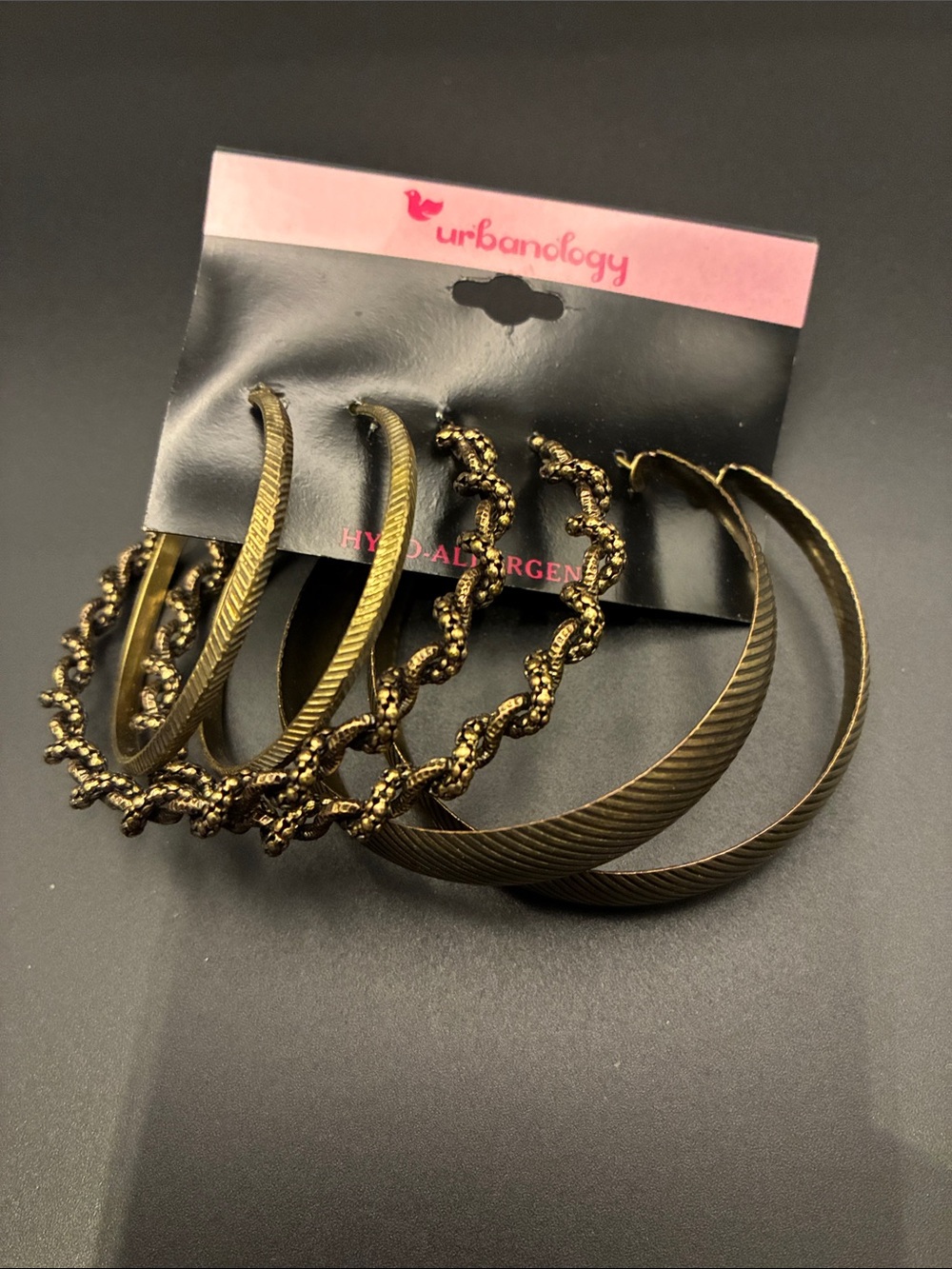 Urbanology Antique-Tone Mixed Hoop Earring Set in Antique Gold